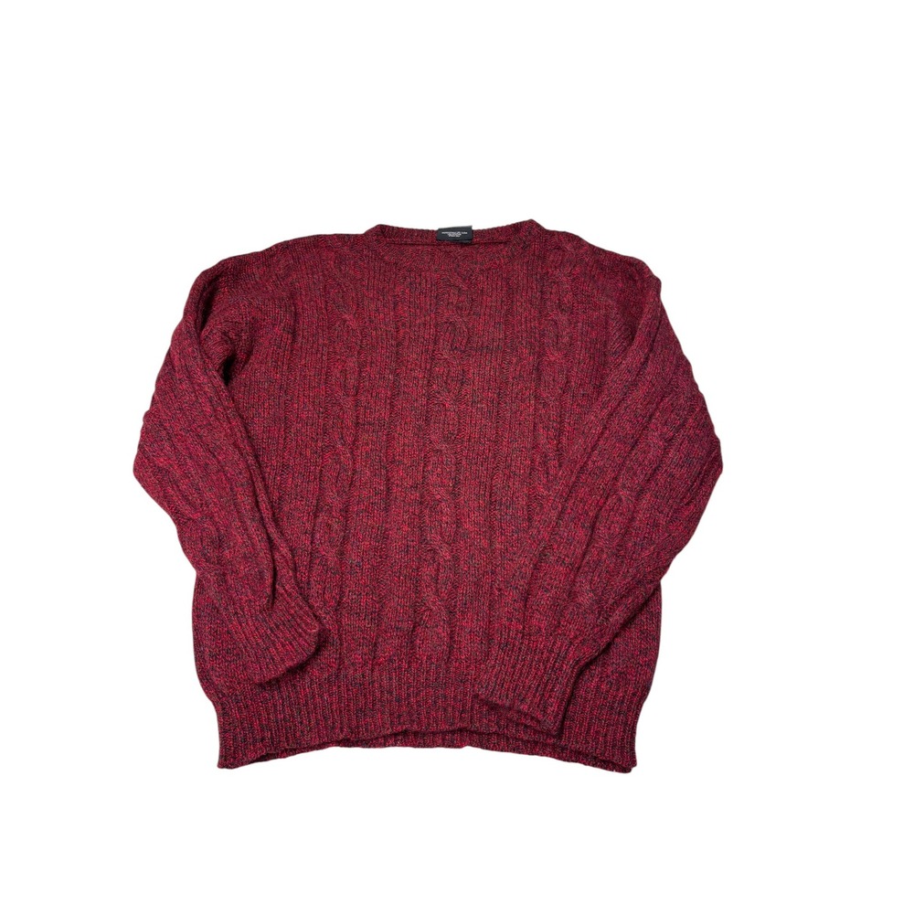 VTG Preswick & Moore Mens Large Shetland Wool Cable Knit Sweater Made Scotland